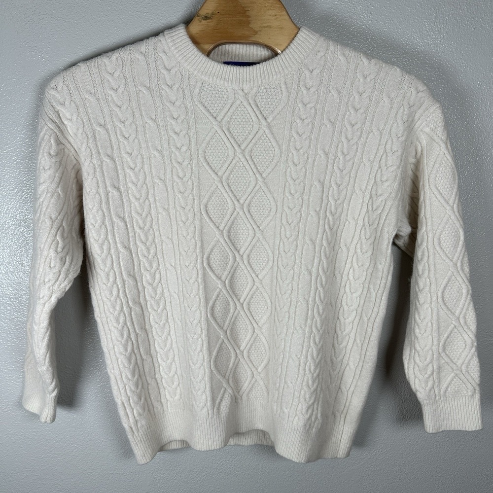 Aelfric Eden Cream Cable Knit Fisherman's Sweater Crewneck Pullover Men's Medium